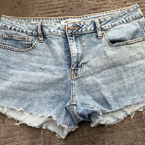 Vigoss Light Blue Frayed Hem Jean Shorts